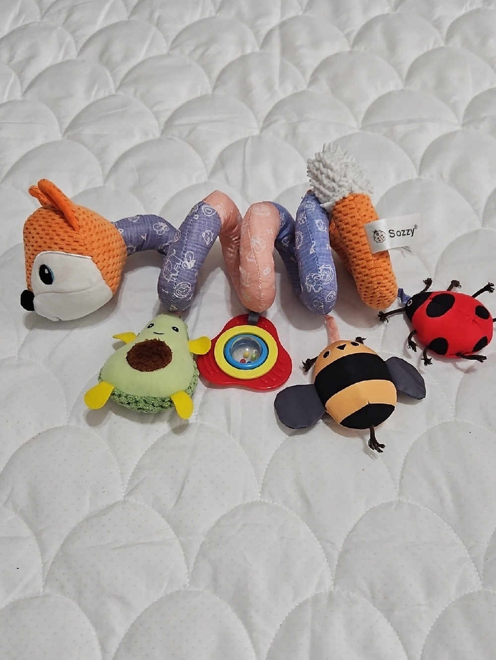 Sozzy Orange & Purple Spiral Activity Toy with Plush Fox and Bug Charms